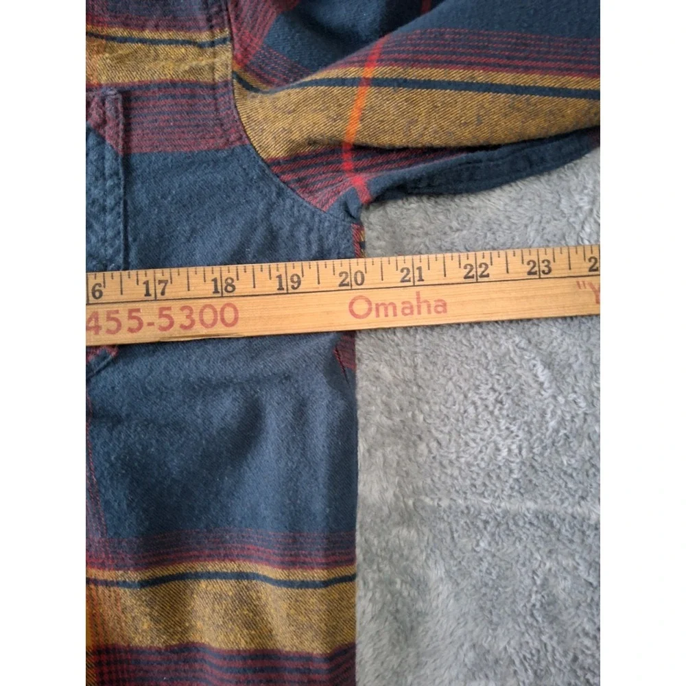 Levis Shirt Mens Medium‎ Red Orane Button Madras Plaid Flannel Long Sleeve